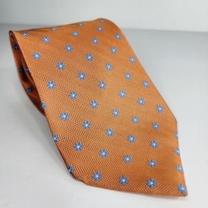 BROOKS BROTHERS Orange & Blue Floral Silk Tie.